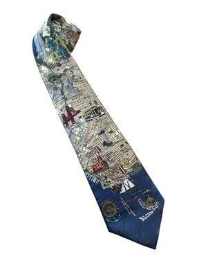 Museum Artifacts Vintage Style San Francisco Map Novelty Silk Tie